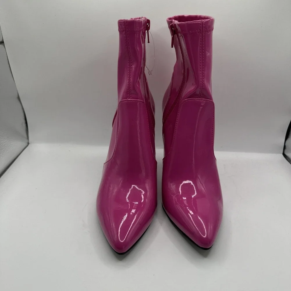 New INC‎ International Concepts Hot Pink Ankle Boots Patent Barbiecore Size 8M